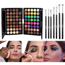 Косметический набор матовые кремовые тени палитра для макияжа с шиммером набор 40 цветов+ 7 шт набор кистей