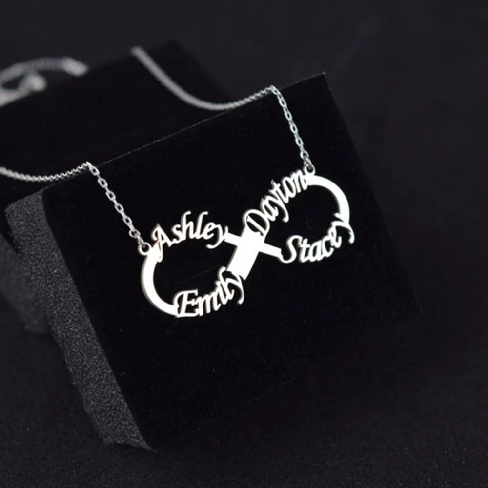 

RIR Fashion Style Love Infinity Name Four Names Necklace Custom Family Necklaces Personalized Jewelry Mother Father's Gifts
