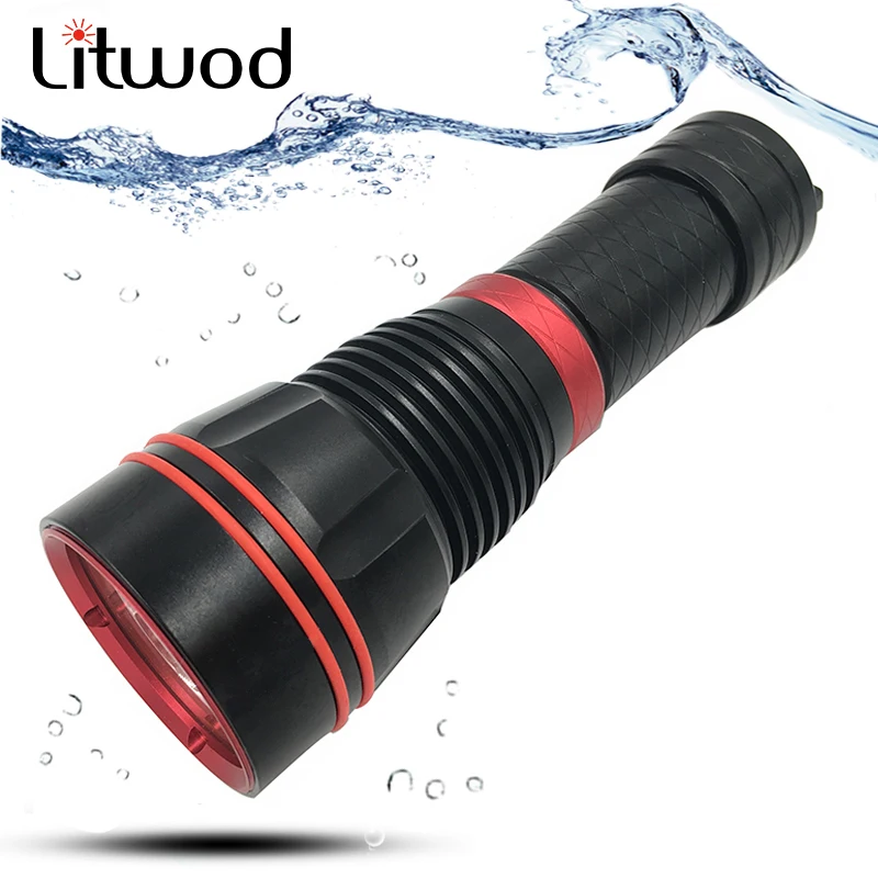 

Litwod Z20D78 Diving LED Flashlight XML2 Waterproof LED Diving Flashlight Underwater 150M by 26650 Battery run time 15 hours