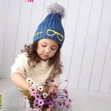 2016 детей шлема младенца осень зима теплая наушники алопеция шляпу вышивка очки вязаная шапка ребенка девушка шляпу моды