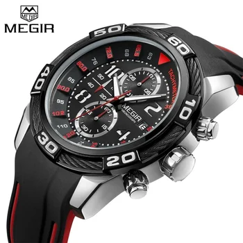 

Relogio Masculino MEGIR Men's Chronograph Sport Watch Luxury Brand Military Casual Watches Silicone Band Male Quartz Wristwatch