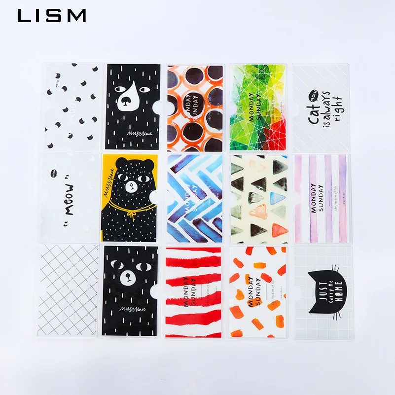 

20Pcs/Set New Brief Style Bear Transparent Double Layer PVC Card Cover Bus Bank Id Card Case Holder Gift Wholesale