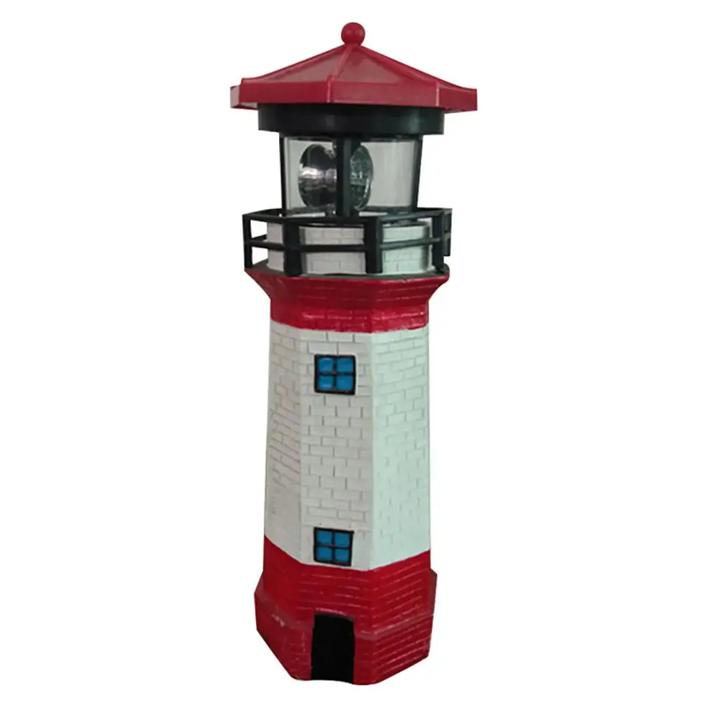 

Solar Power LED Lighthouse Light with Rotating Light Beam 29CM Home Garden Decoration Fence Lawn Lamp Fairy Light