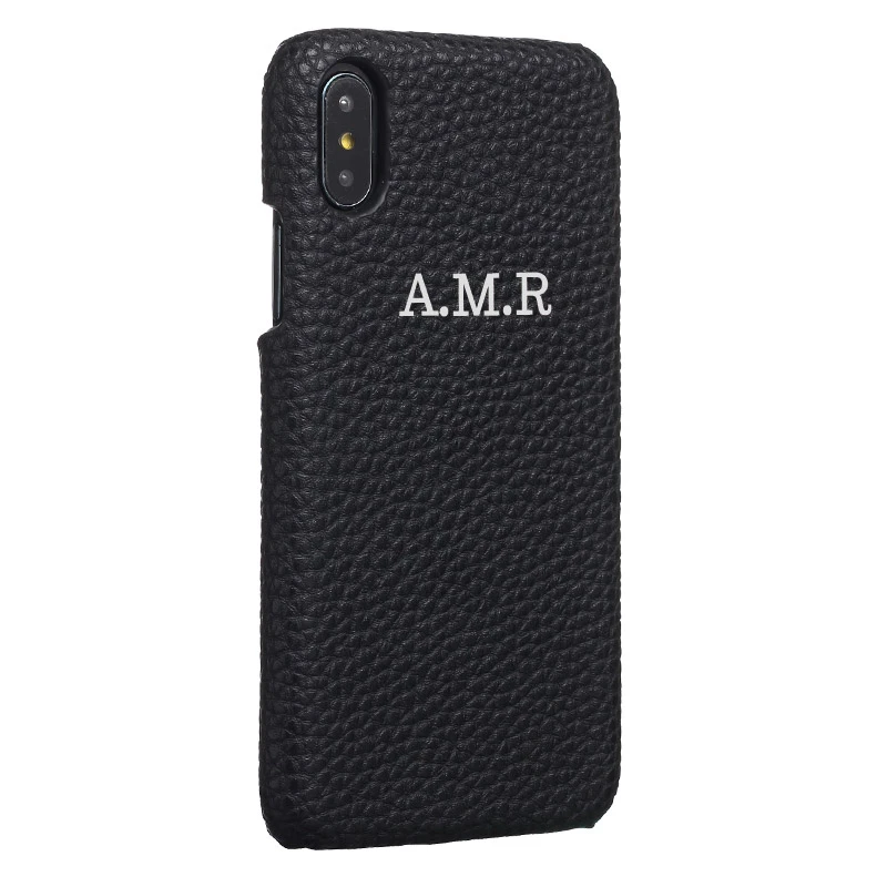 personalisation custom pebble grain lederen luxe gouden zilveren aanvankelijke naam voor iphone 12 x xr xs max 7 7plus 8 8plus telefoon case