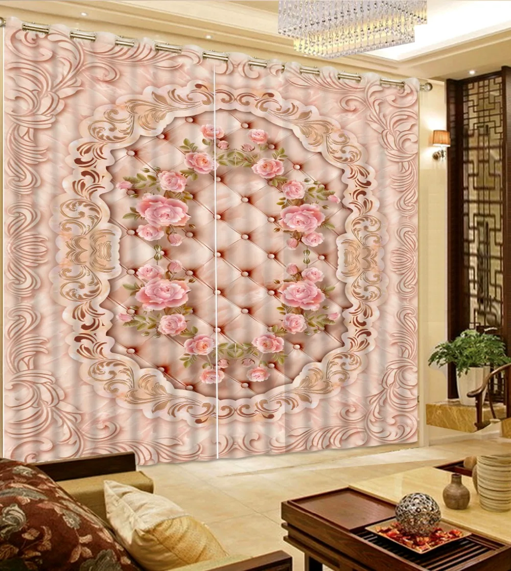 European Luxury Marble 3D Blackout Curtain For The Room Modern Marble