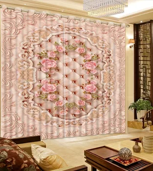

European Luxury Marble 3D Blackout Curtain For The Room Modern Marble rose pattern 3D Window Curtains Decoration