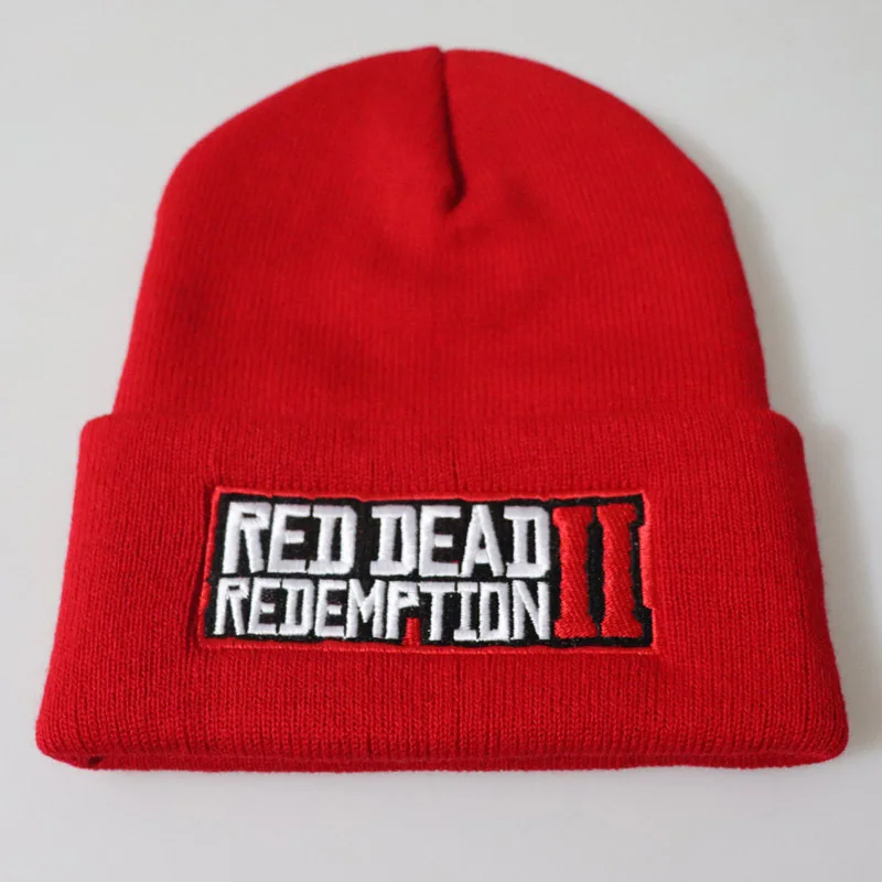 Game Red Dead Redemption 2 Beanie Hat Cosplay Props Cap Winter Knitted Embroidery Women Men Adult - Цвет: red