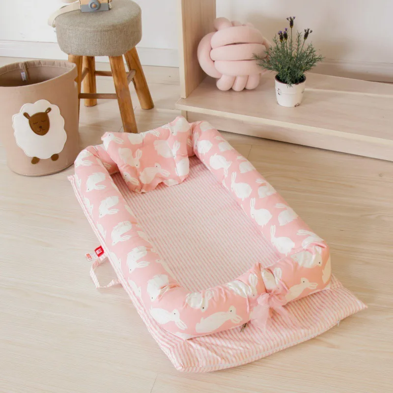 Портативная детская кроватка-кровать для маленьких шезлонгов, воздухопроницаемая и спальная кровать с подушкой