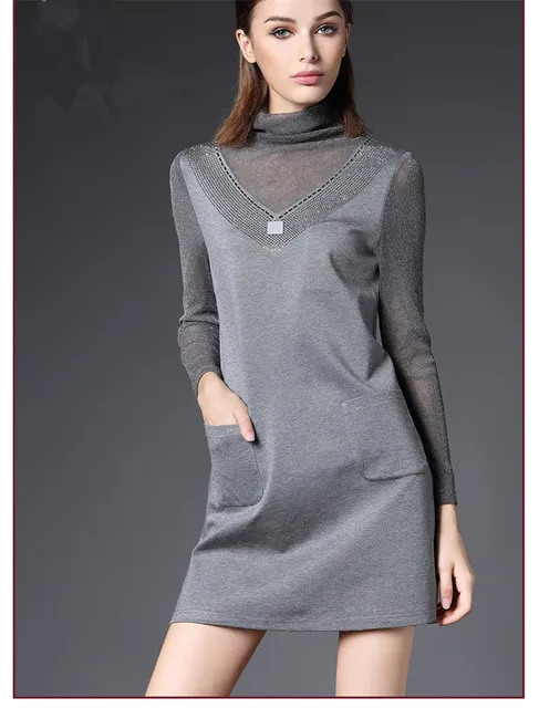 black turtleneck shift dress