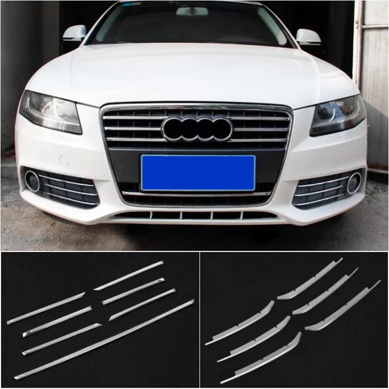 Stainless steel Front Grille Bumper Trim Strips for Audi A4 2009 12 Car