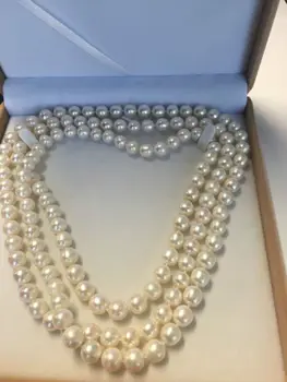 

New beautiful SINGLE STRANDS SOUTH SEA 9-10MM WHITE ROUND PEARL NECKLACE 36INCH48"&earring