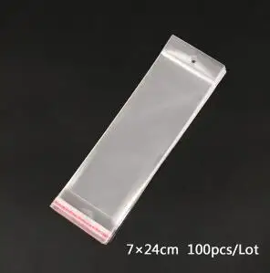 

100 Pcs Clear Self Adhesive Seal Plastic Bags Transparent Opp Packing Bags Pick For Beads hanging holes