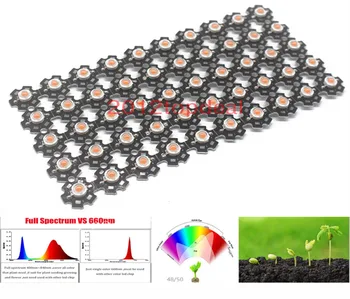 

100pcs/lot 3w full spectrum led grow chip with PCB star , led grow lights ,broad spectrum 400nm-840nm led diode for indoor plant