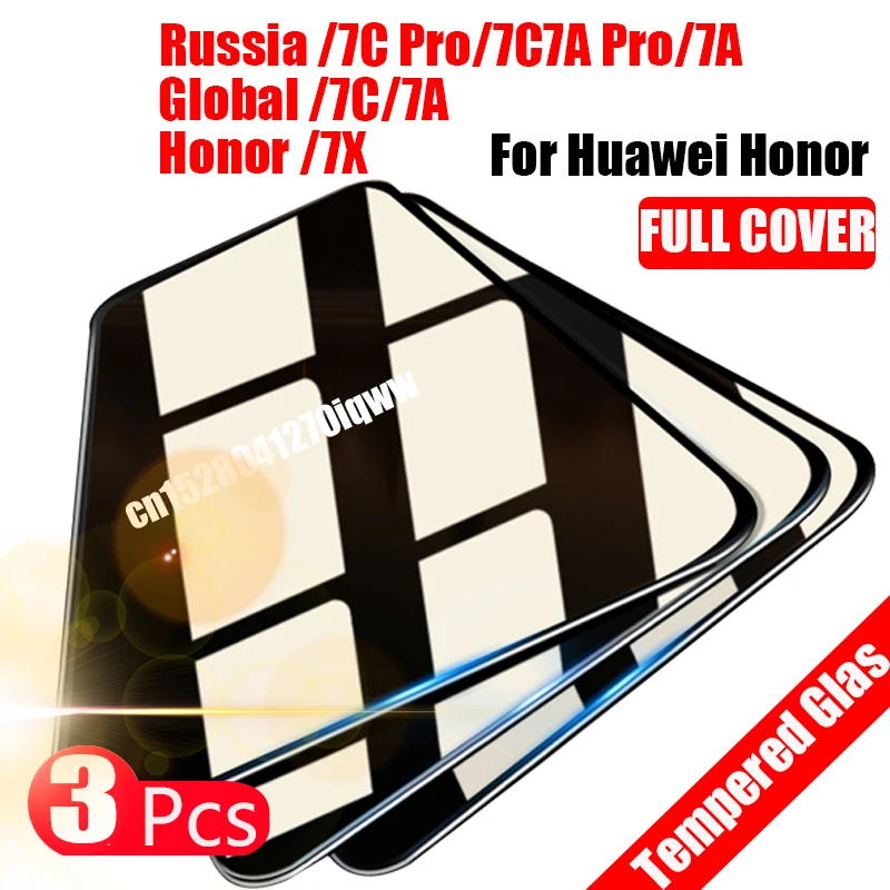 

3pcs Full Cover Tempered Glass for Huawei Honor 7A Pro AUM-AL29 7A 5.45" for Honor 7C AUM-L41 5.7" 7C Pro Screen Protector Sklo