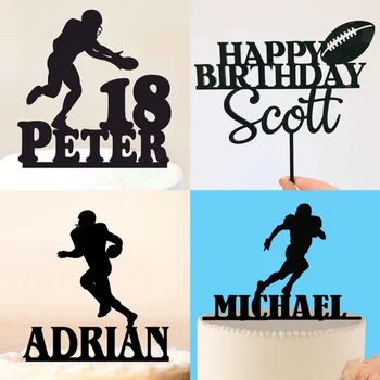 

personalized American football Birthday Cake Topper,Customizable Birthday Cake Topper,Silhouette American Football player Sports