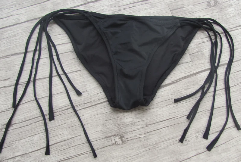 Высококачественный Монокини на подкладке queen Victoria, сексуальный купальник бикини с завязками и кисточками, женские плавки с принтом - Цвет: Черный