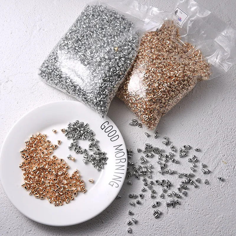

Earring Studs Backs Stopper Blocked Plug Stoppers Ear Gold Silver Post Nuts DIY Jewelry Parts metal Accessories earrings 10pcs