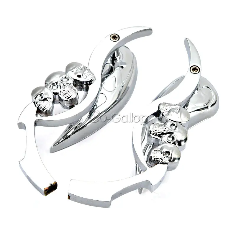 Хромированные зеркала заднего вида с черепом для Yamaha Road Star V XVS 650 1100 Silverado/Kawasaki Vulcan