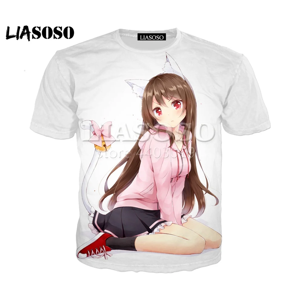 liasoso 2018 summer new 3d color printing cute anime loli women men