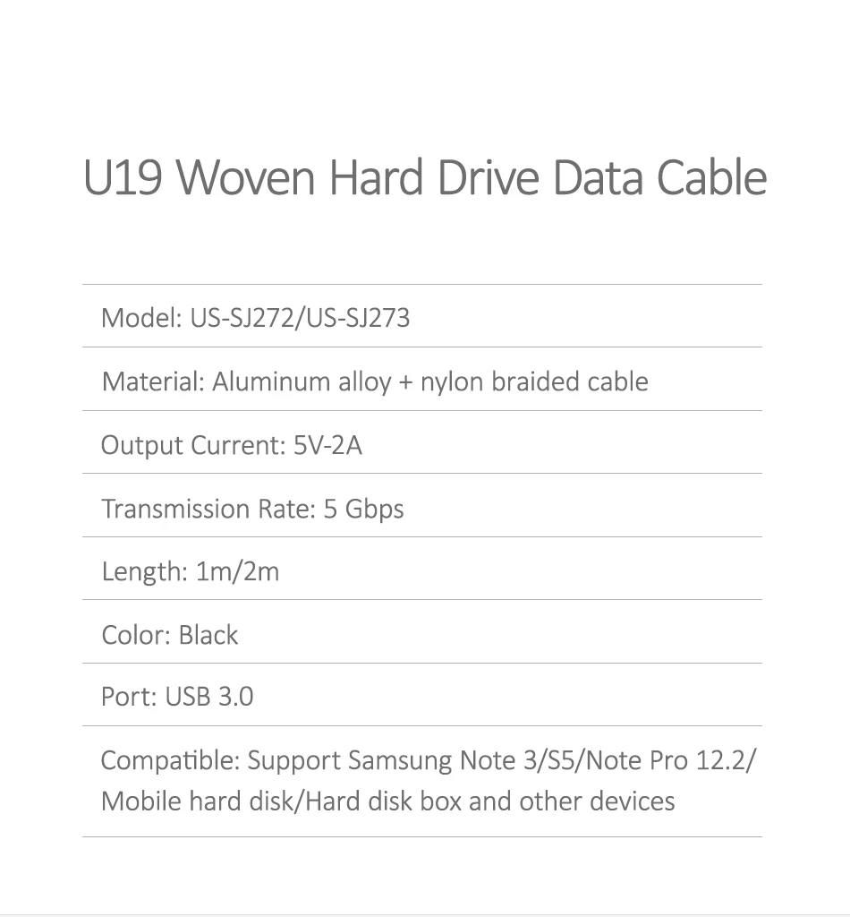 USAMS 2A USB 3,0 type A к Micro B Кабель для передачи данных для samsung Note 3/S5/Note Pro Кабель для быстрой зарядки жесткий диск шнур для зарядки