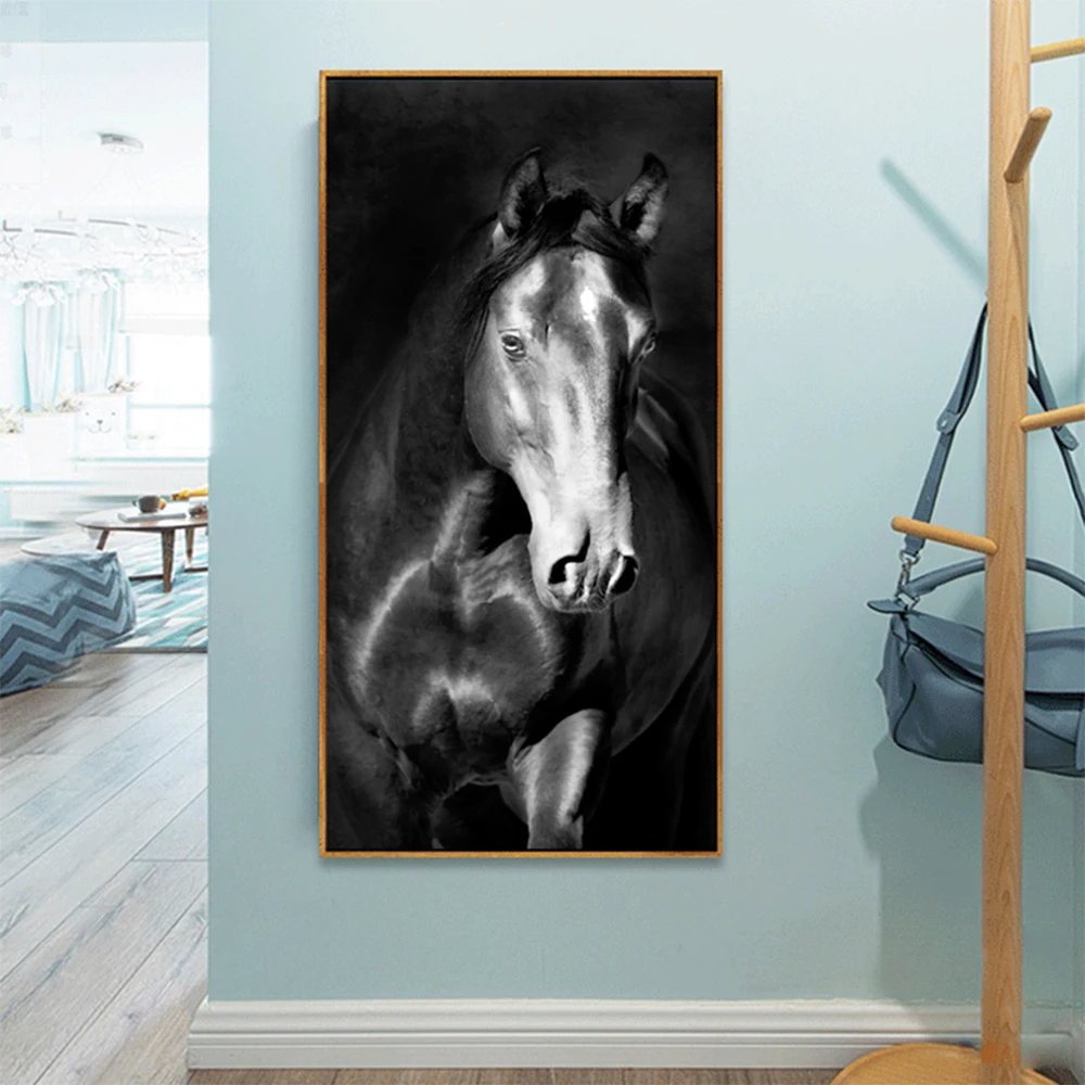 

Canvas Painting Dark Horse Wall Decor Print Wall Picture For Living Room Wall Art Decoration Animal Posters And Prints