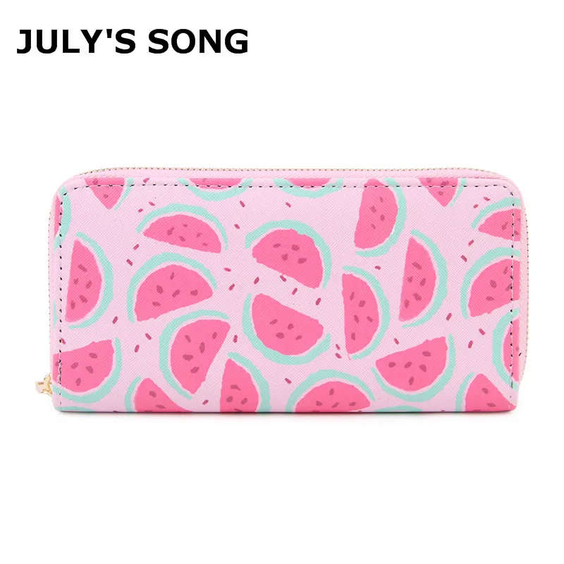 

Women's Fashion PU Leather Long Wallets Fruit Printing Student Wallets ID Card Holder Coin Purse With Zipper Standard Wallets