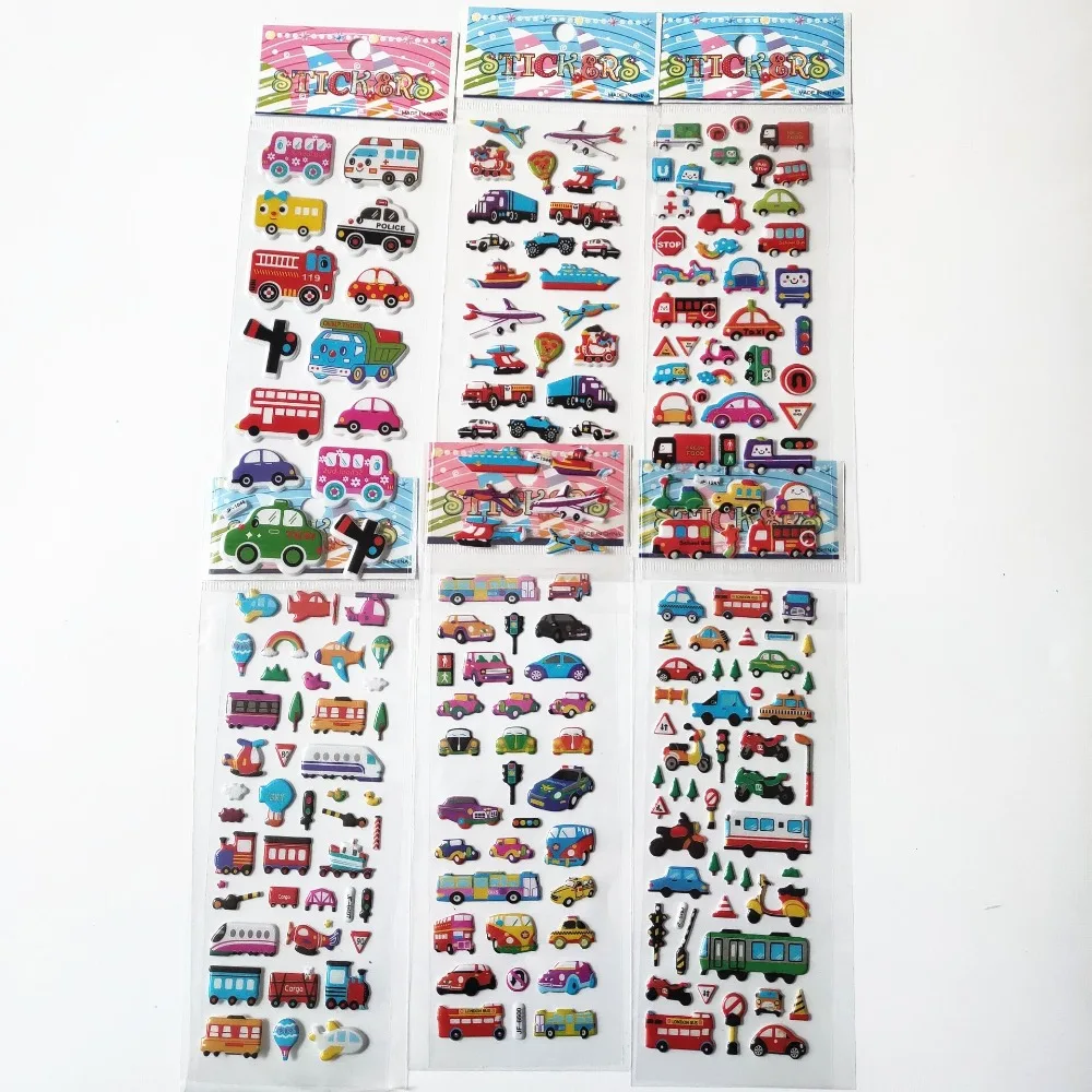 9 Sheets different Cute Pet DIY Stickers Cartoon Animal car Airplane Fish Dinosaur Sticker Emoji PVC Scrapbook Gifts For Kids