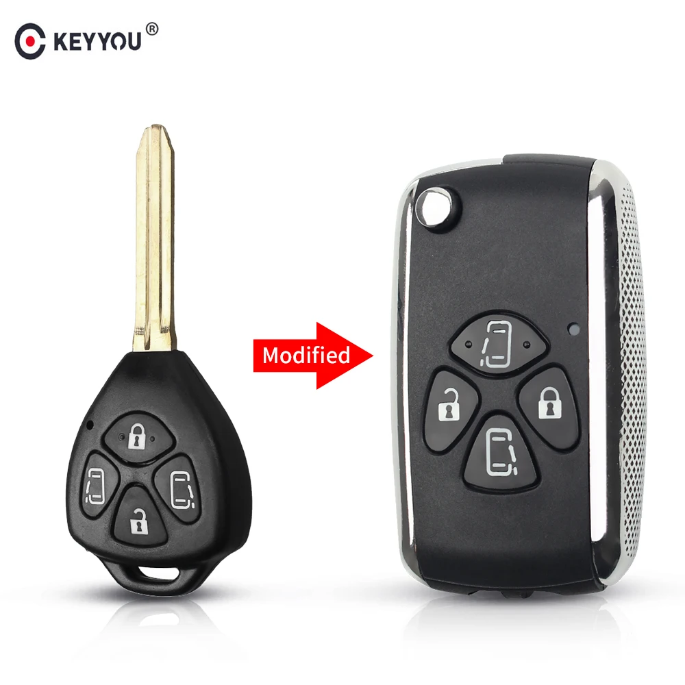 KEYYOU модифицированный для Toyota Corolla RAV4 Yaris Prado Tarago CAMRY Crown Avalon 4 кнопки Toy43 пульт дистанционного ключа оболочки автомобильные аксессуары