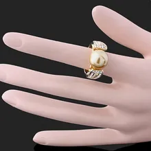 825 Большая скидка, Женское кольцо, дизайн, золотой цвет, имитация жемчуга с кристаллами/кольца со стразами для женщин, свадебные ювелирные изделия