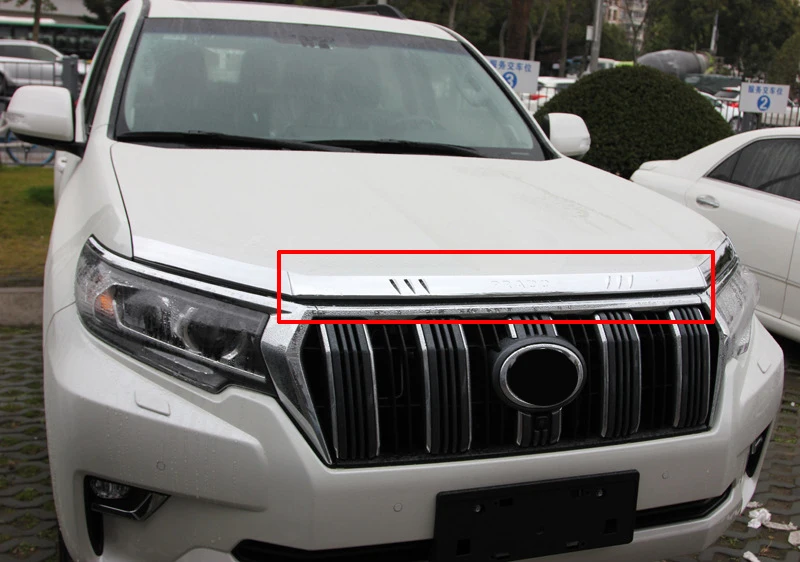 

Для Toyota Land Cruiser Prado FJ150 2018 ABS хромированные внешние аксессуары Передняя крышка двигателя Накладка полоса отделка автомобильные аксессуары 1 шт.