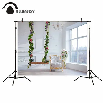 

Allenjoy Indoor swing window chandelier chair flower vine decorations photographic background fund camera photographic