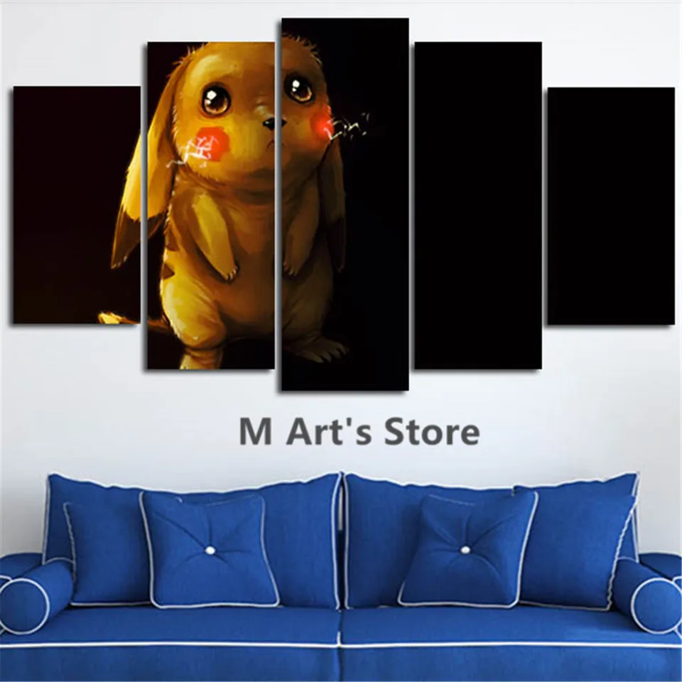 5Piece Canvas Art Pokemon Poster Prints Painting On The Wall Cartoon