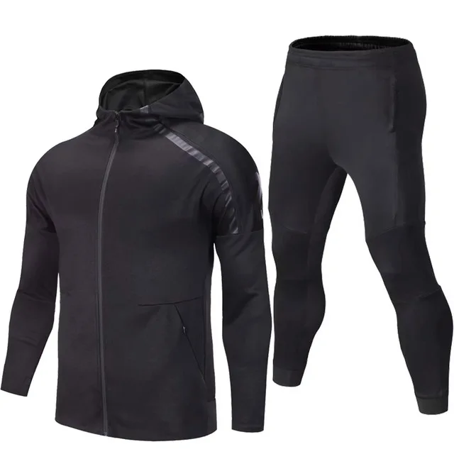 8401 8701 Black Зимний мужской спортивный костюм футбольная Толстовка для занятий бегом куртки с длинным рукавом спортивный костюм Мужская тренировка футбола Джерси костюм футбольные костюмы - Цвет: 8401 8701 Black