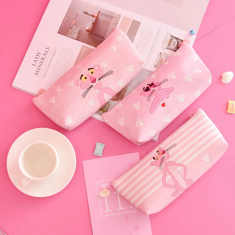 

1pcs kawaii Simple pencil box cute Pink Panter pattern Office Student pencil boxs School Supplies Pen Box Astuccio Scuola