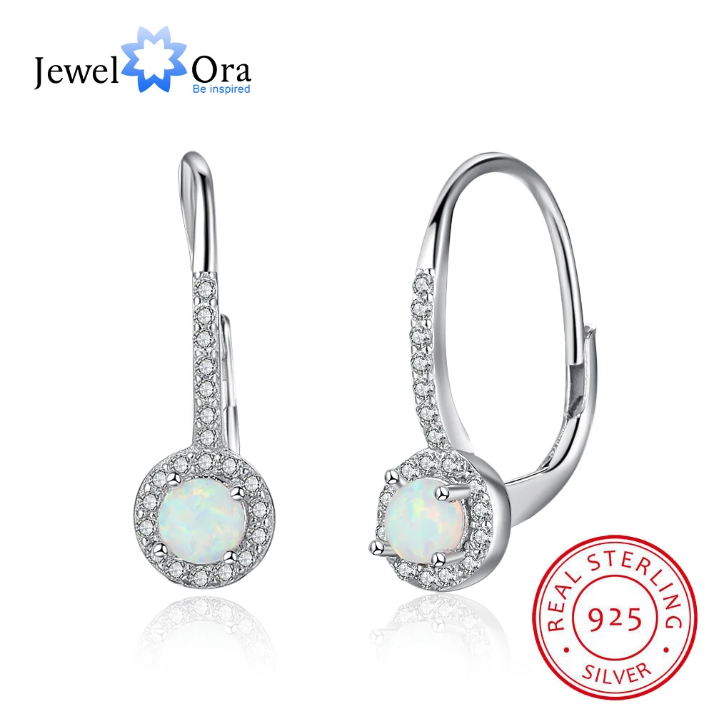 

Milky Opal Jewelry Hoop Earring Soild 925 Sterling Silver Earrings For Women Fashion Gift For Party (Jewelora EA102084)