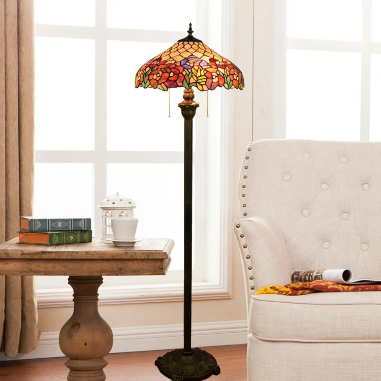 16inch Tiffany Flesh Country Flowers Stained Glass floor lamp E27 110-240V for Home Parlor Dining bed Room 16inch Tiffany Flesh Country Flowers Stained Glass floor lamp E27 110-240V for Home Parlor Dining bed Room