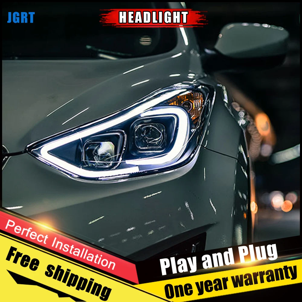 Автомобильный Стиль светодиодный фары для Hyundai Elantra 2013 2016 головная лампа объектив