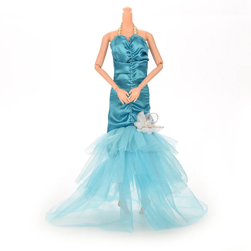 Элегантные вечерние платья ручной работы разных стилей для куклы; платье для куклы с цветочным рисунком; одежда или обувь с кристаллами; Аксессуары для кукол - Цвет: as pic