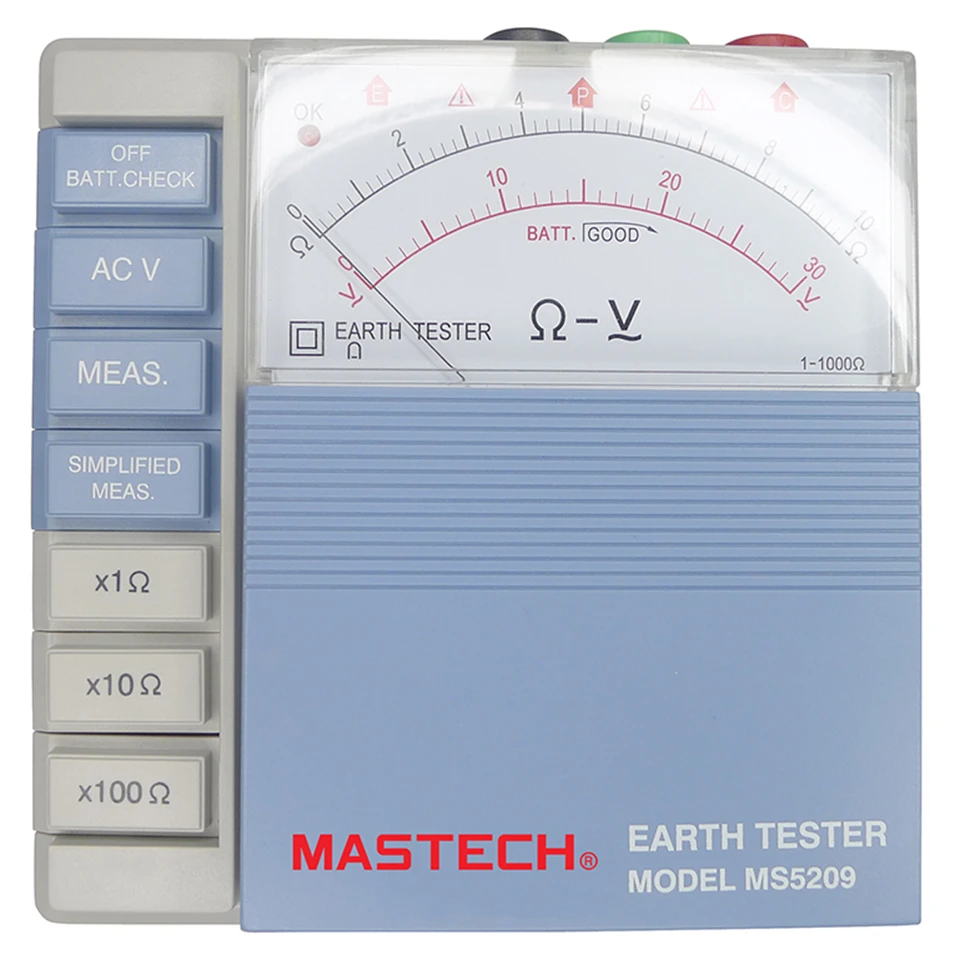 

Hot MASTECH MS5209 Analog Earth Resistance Test Meter Megger Megometro Analog 1-1K Low Power Pointer Ground ResistanceTester