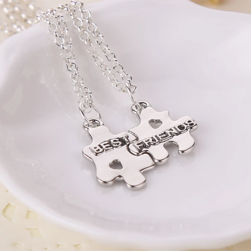 Image women pendant necklace letter best friends gift charms splice matching jewelry sweet girls Thanksgiving Day gifts necklace chain