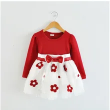 Осень-зима одежда с длинным рукавом Детские хлопок цветок Повседневное Нарядные платья для девочек Bebes платье на день рождения vestido infantil для детей возрастом до 2 лет
