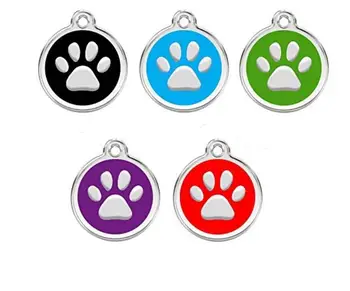 

best-selling paw shaped dog tags for pets,30mm round disc id tags alloy,pet id tags pendant, free shipping SN1138