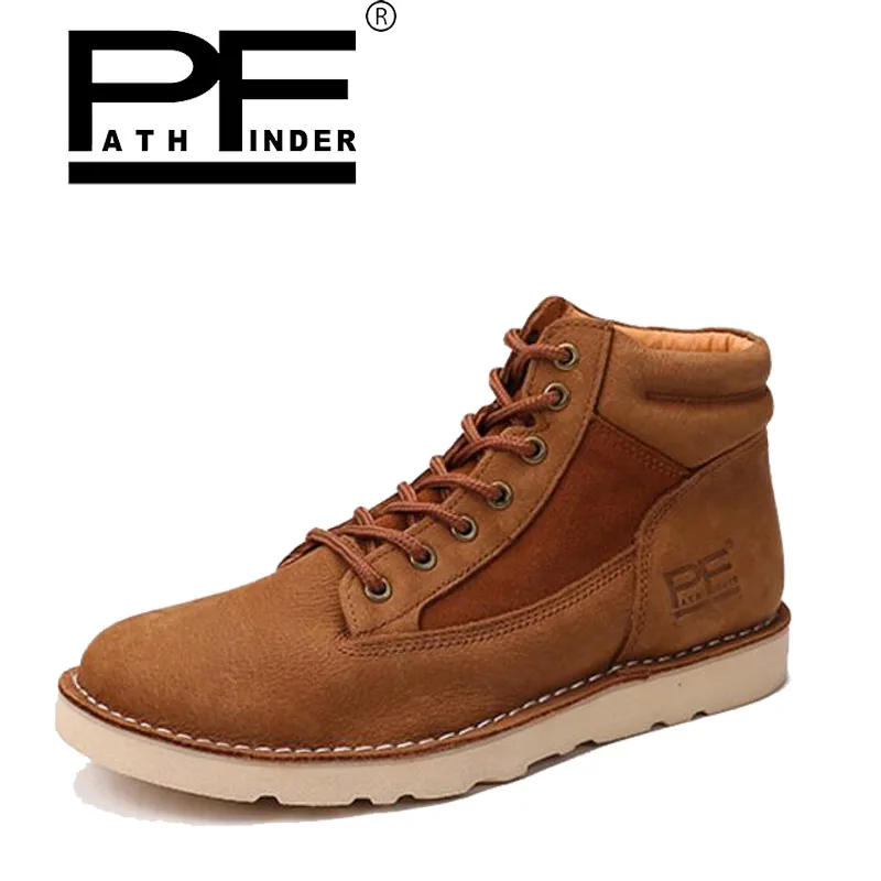 

Pathfind Genuine Leather Men Snow Tooling military Boots Fashion Warm Short ankle Men Winter fashion casual Shoes Free shipping