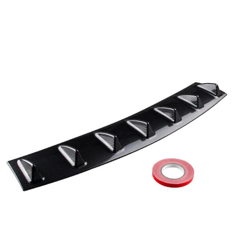 1 PC Universal parachoques trasero difusor de labios 3/5/7 aleta brillo negro/fibra de carbono ABS alerón regalos de navidad estilo aleta de tiburón labial