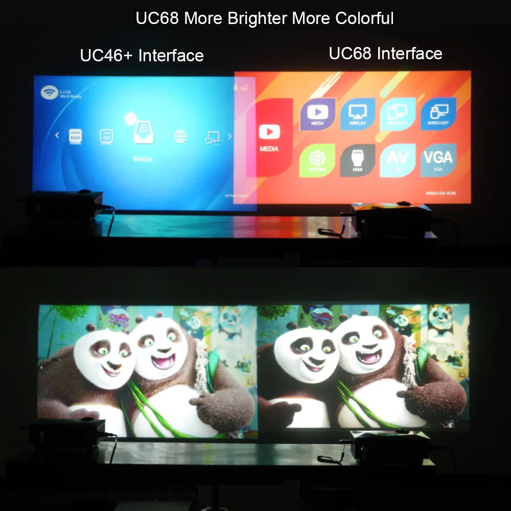 Salange UC68 2000 لومينز العارض UC46 ترقية عارض فيديو 800x480 WIFI دعم Miracast LED Proyector السينما المنزلية