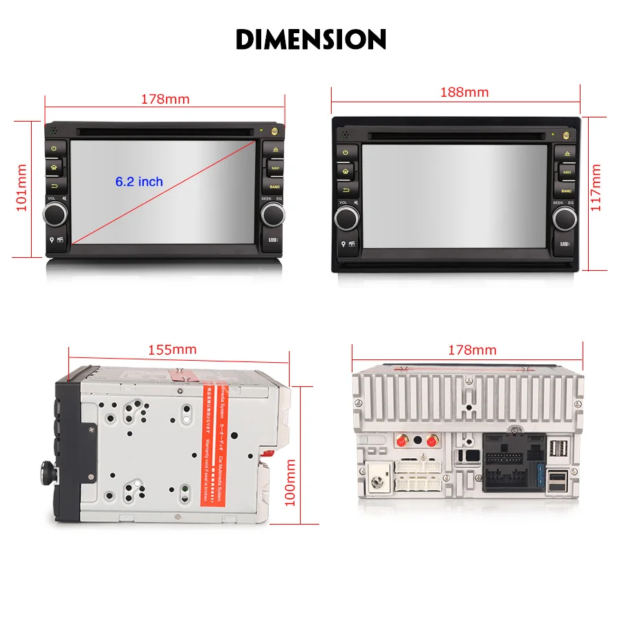 Discount Erisin ES4836U 6.2 inch car dvd player android 9.0 2G RAM PX30 DAB OBD WIFI 3G for universal cars 26