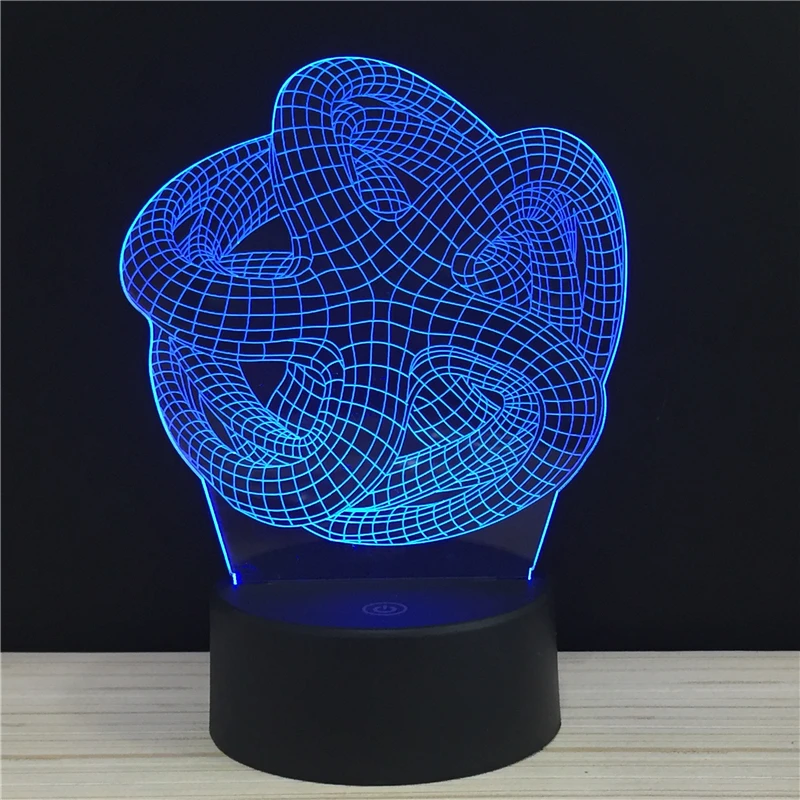 Абстрактная линия Art Yoga Twisted space night light светодиодный сенсорным выключателем LED акриловая 7 цветов Автоматическая смена 3D иллюзия лампы для