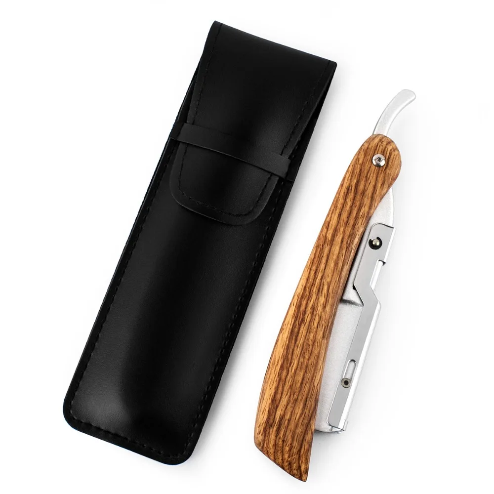 

QSHAVE Hand Made Straight Razor Wood Handle Classic Safety Straight Razor Fit Whole Piece Double Edge Razor Blade