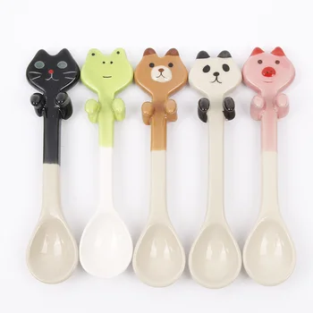 

Lovely Animal Ceramic Spoon Teaspoon Sauce Spoon Scoop Stirring Mixing Coffee Spoon Creativity Cartoon Tableware