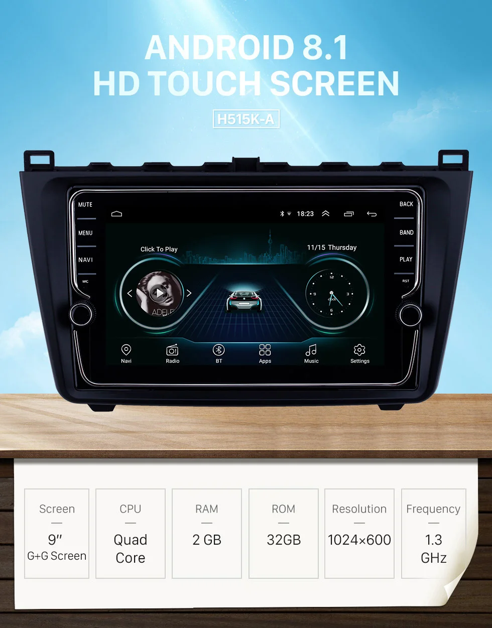 Perfect Harfey 2DIN 9 inch Android 8.1 Car Radio For Mazda 6 Rui wing 2008 2009-2014 Multimedia Player GPS Head Unit bluetooth stereo 0